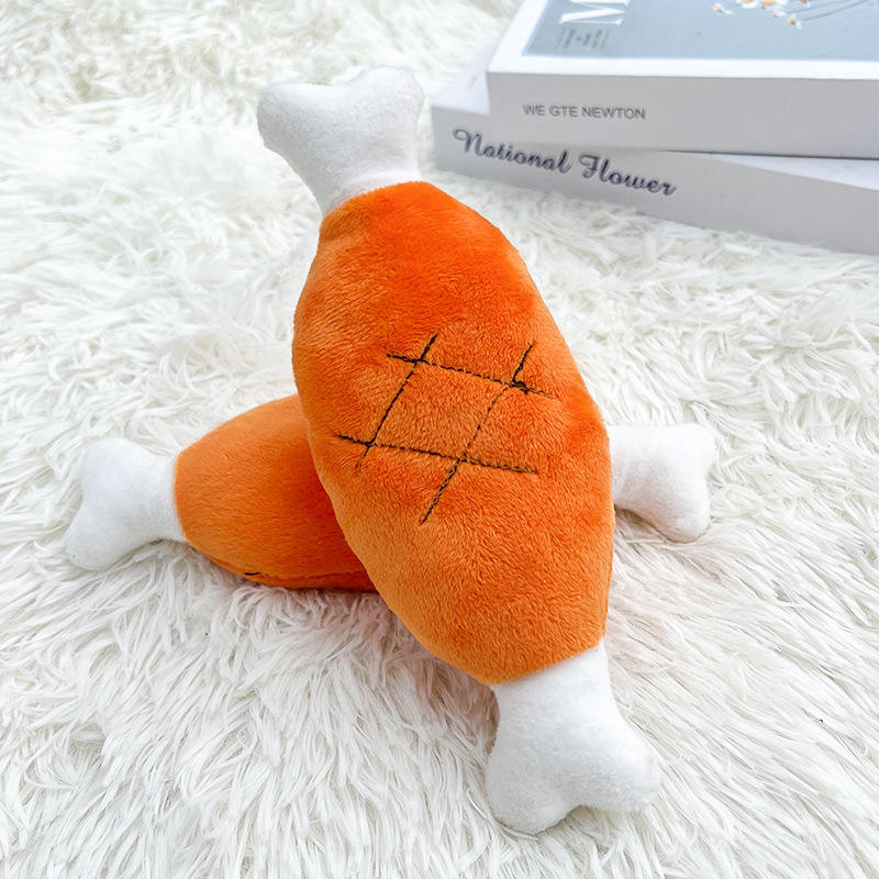 Plush Dog Toy Drumstick Bone Chew Squeaky Sound Pet Puppy Play Gift