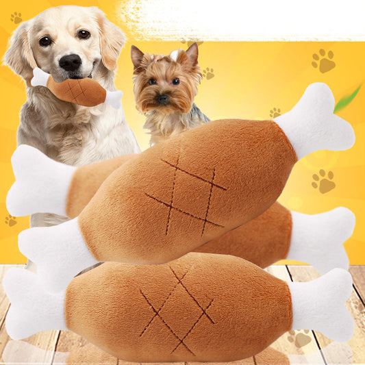 Plush Dog Toy Drumstick Bone Chew Squeaky Sound Pet Puppy Play Gift